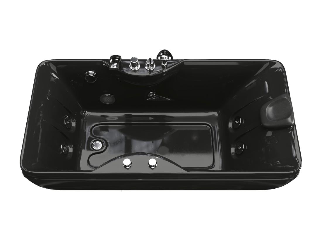 Vente Unique Baignoire Balnéo Noire - 1 Place - 140L - 150 X 75 X 54 5 Cm - Angle Gauche - GAVINO