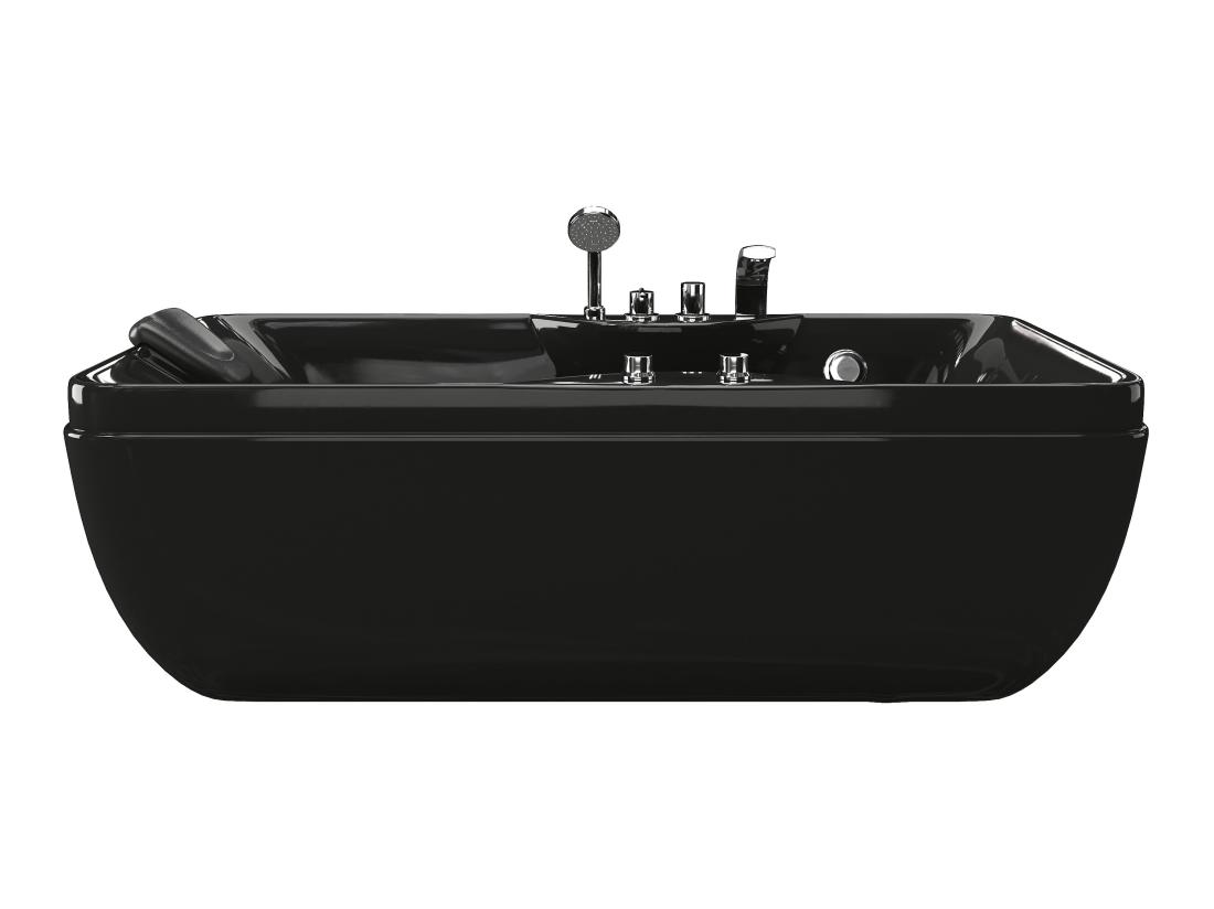 Vente Unique Baignoire Balnéo Noire - 1 Place - 140L - 150 X 75 X 54 5 Cm - Angle Droit - GAVINO