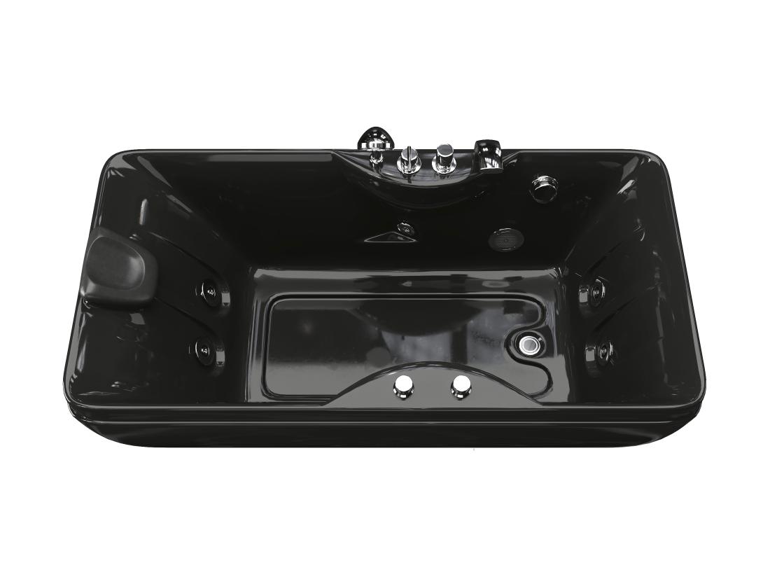 Vente Unique Baignoire Balnéo Noire - 1 Place - 140L - 150 X 75 X 54 5 Cm - Angle Droit - GAVINO