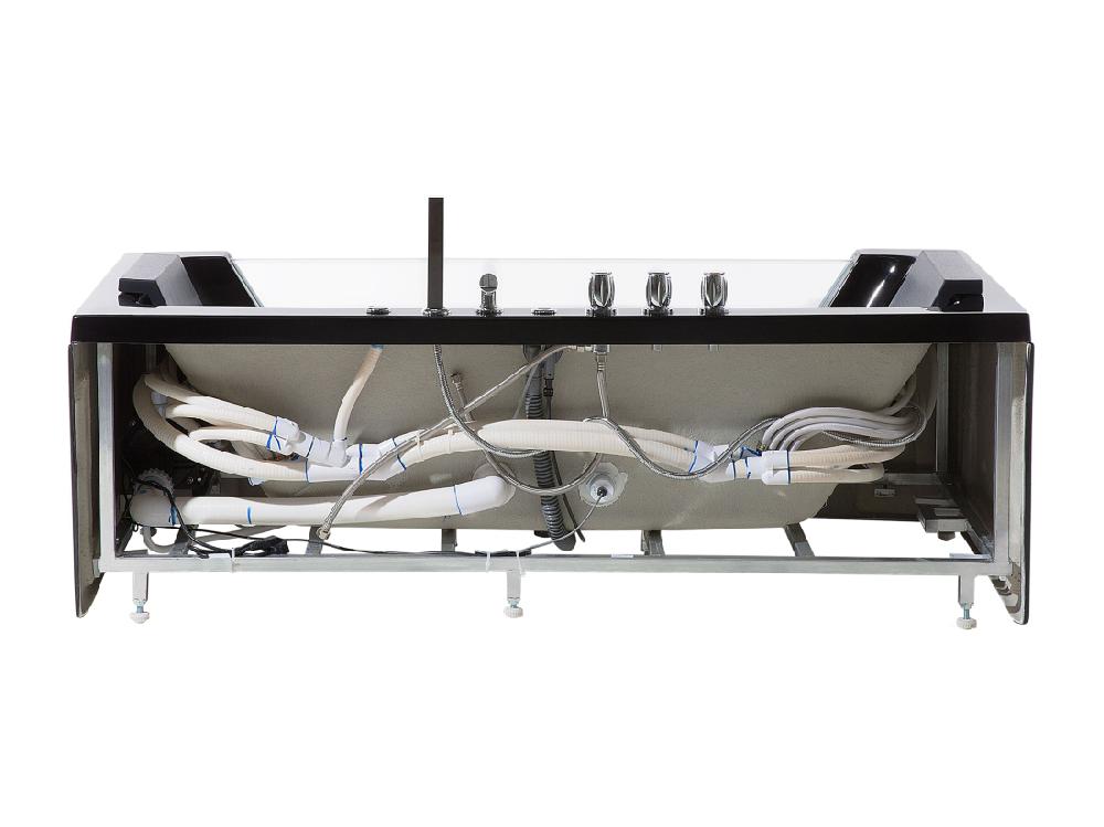 Vente Unique Baignoire Balnéo Noire 153 X 71 Cm Avec LED SAMANA