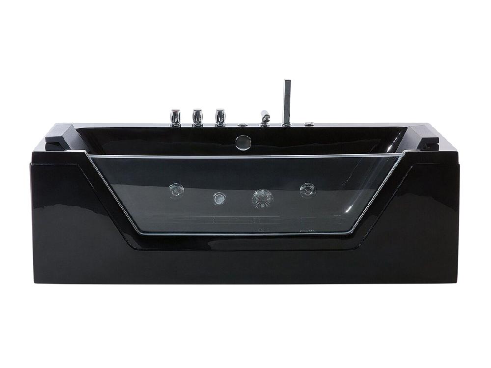 vente unique Baignoire balnéo noire 153 x 71 cm avec LED SAMANA