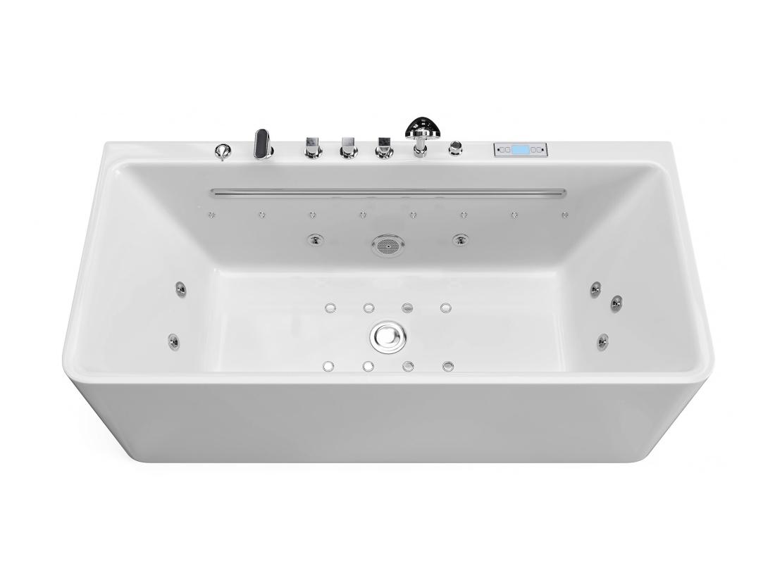 Vente Unique Baignoire Balnéo Semi-ilot Blanche - 1 Place - 470 L - 170 X 75 Cm - KIRANA