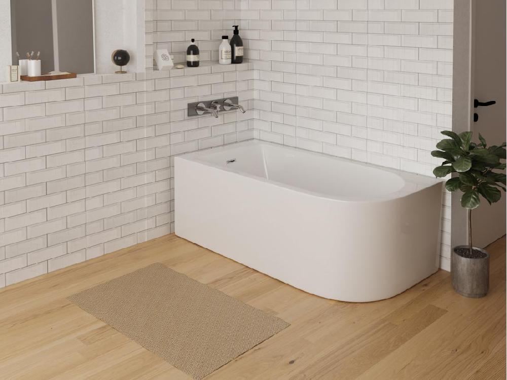 Vente Unique Baignoire D'angle - 201L - 150 X 75 X 58 Cm - Blanche - Angle Gauche - ANIKA