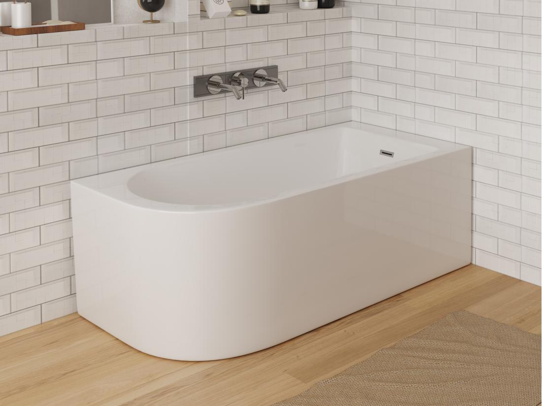 Vente Unique Baignoire D'angle - 201L - 150 X 75 X 58 Cm - Blanche - Angle Droit - ANIKA