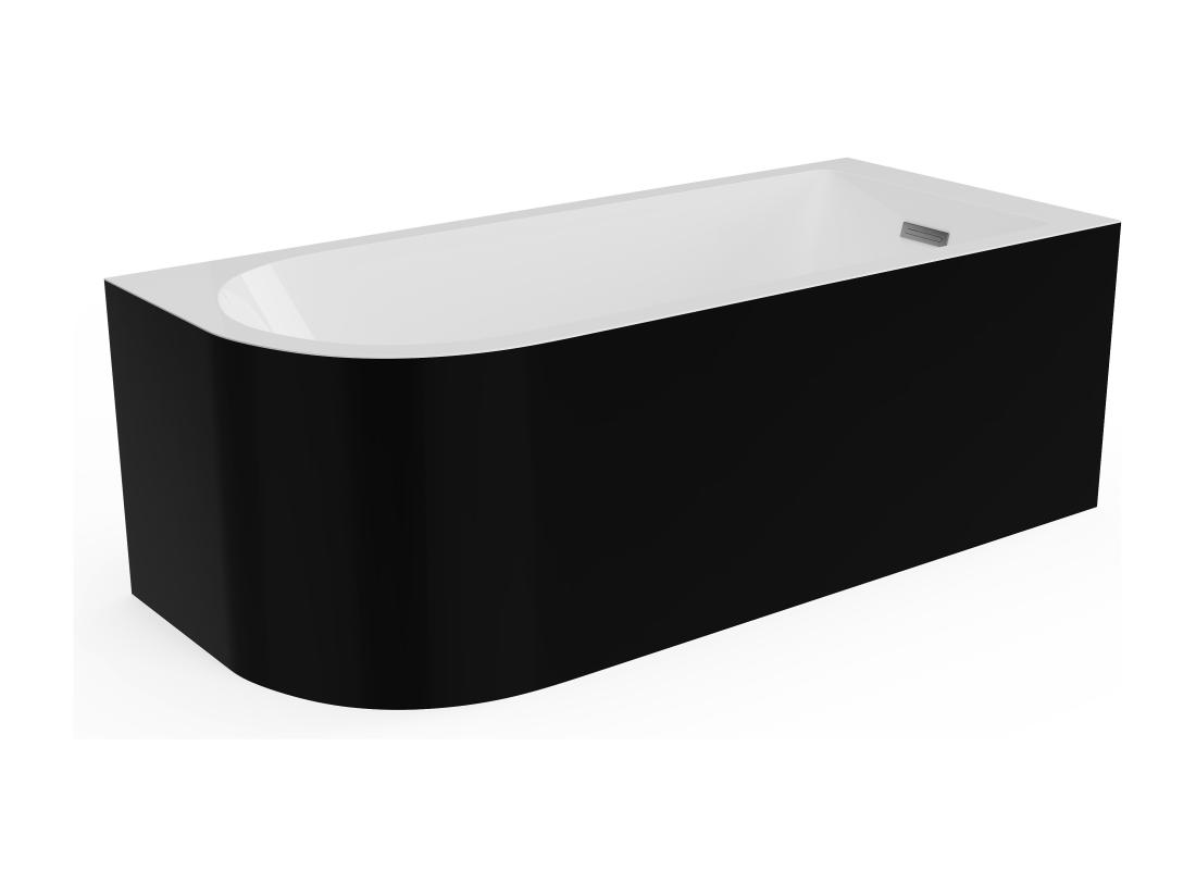 Vente Unique Baignoire D'angle - 201L - 150 X 75 X 58 Cm - Noir Brillant - Angle Droit - ANIKA