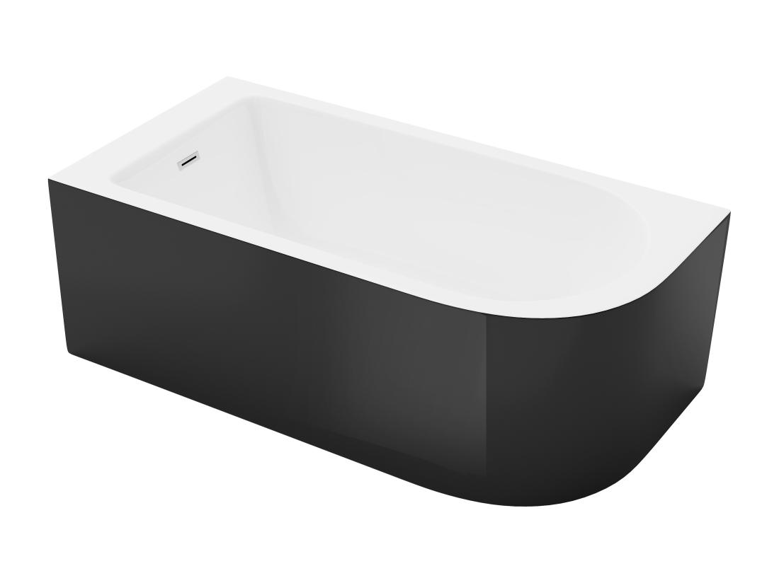 Vente Unique Baignoire D'angle - 201L - 150 X 75 X 58 Cm - Noir Brillant - Angle Gauche - ANIKA