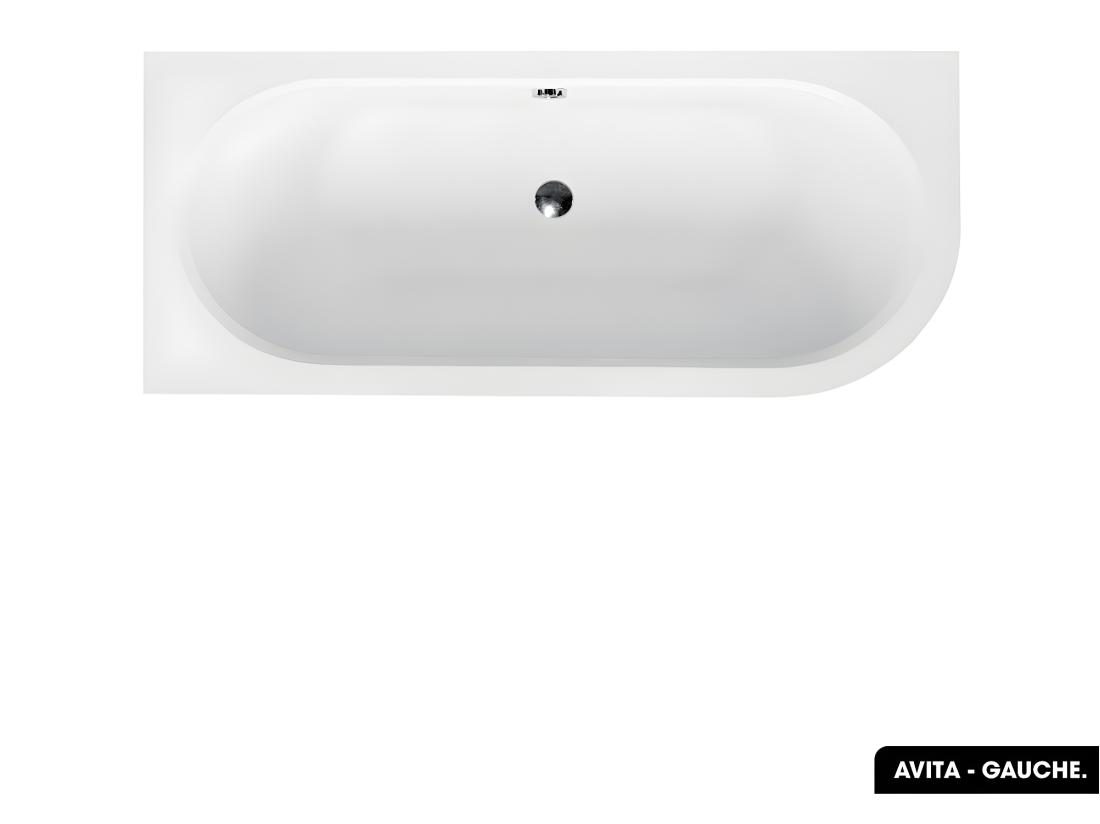 Vente Unique Baignoire D'angle - Avec Tablier Blanc Et Repose Tête Offert