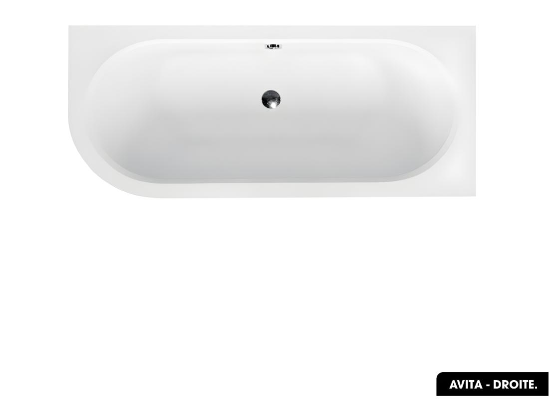 Vente Unique Baignoire D'angle - Avec Tablier Blanc Et Repose Tête Offert