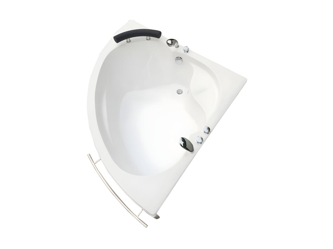 Vente Unique Baignoire D'angle NAVONA Avec Robinetterie - 263L - 135*135*54 Cm