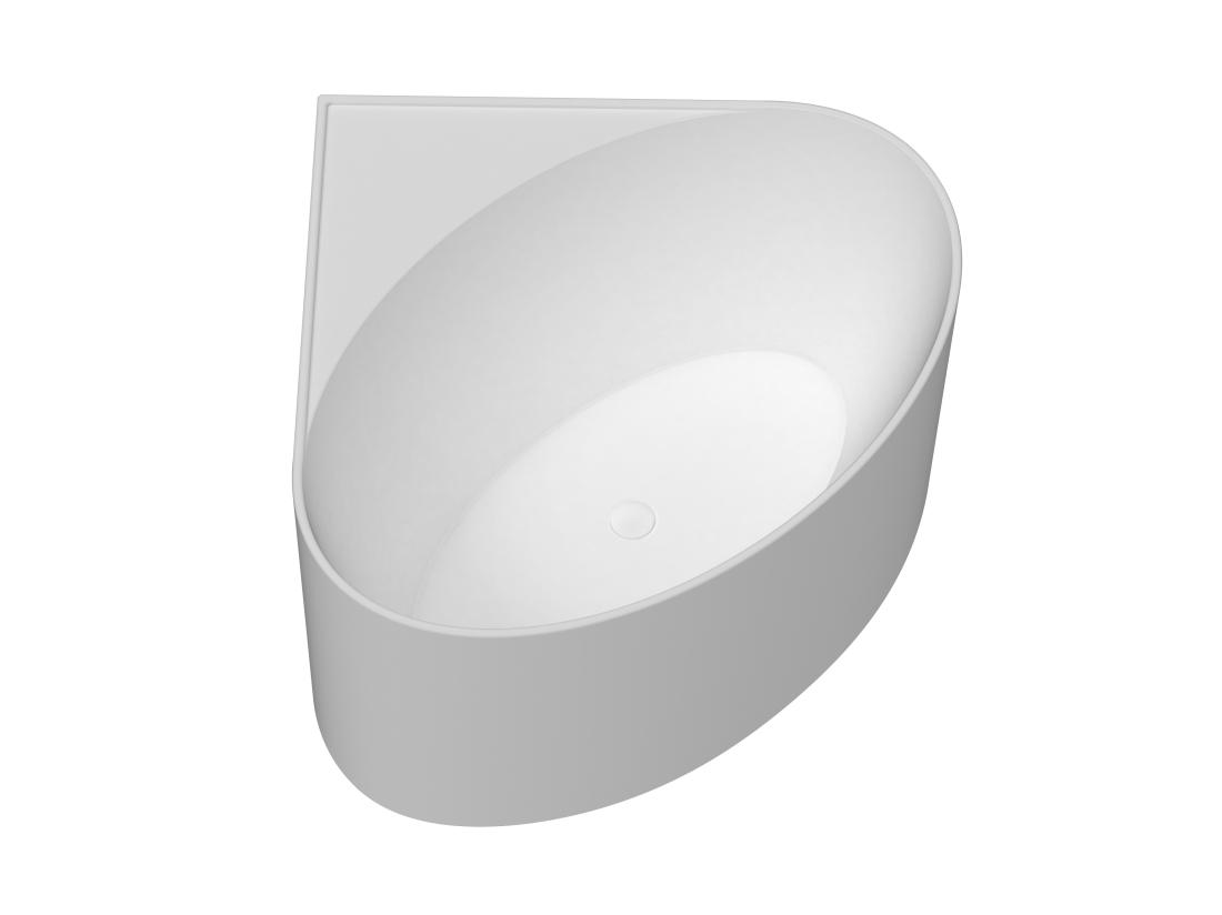 Vente Unique Baignoire D'angle Ovale En Acrylique - Blanc Mat - 176L - 100 X 100 X 58 Cm - MARTA