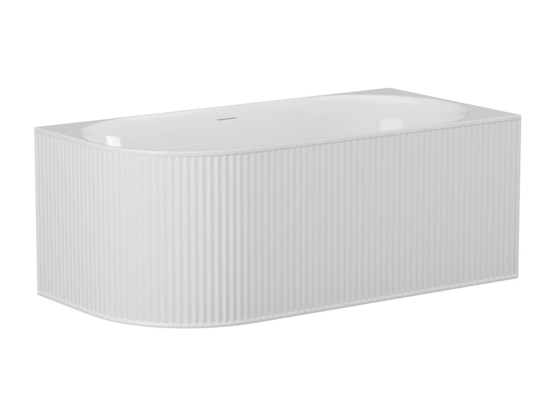 Vente Unique Baignoire D'angle Striée - 215L - 150 X 75 X 58 Cm - Blanc Mat - Acrylique - Angle Droit - BARBORI