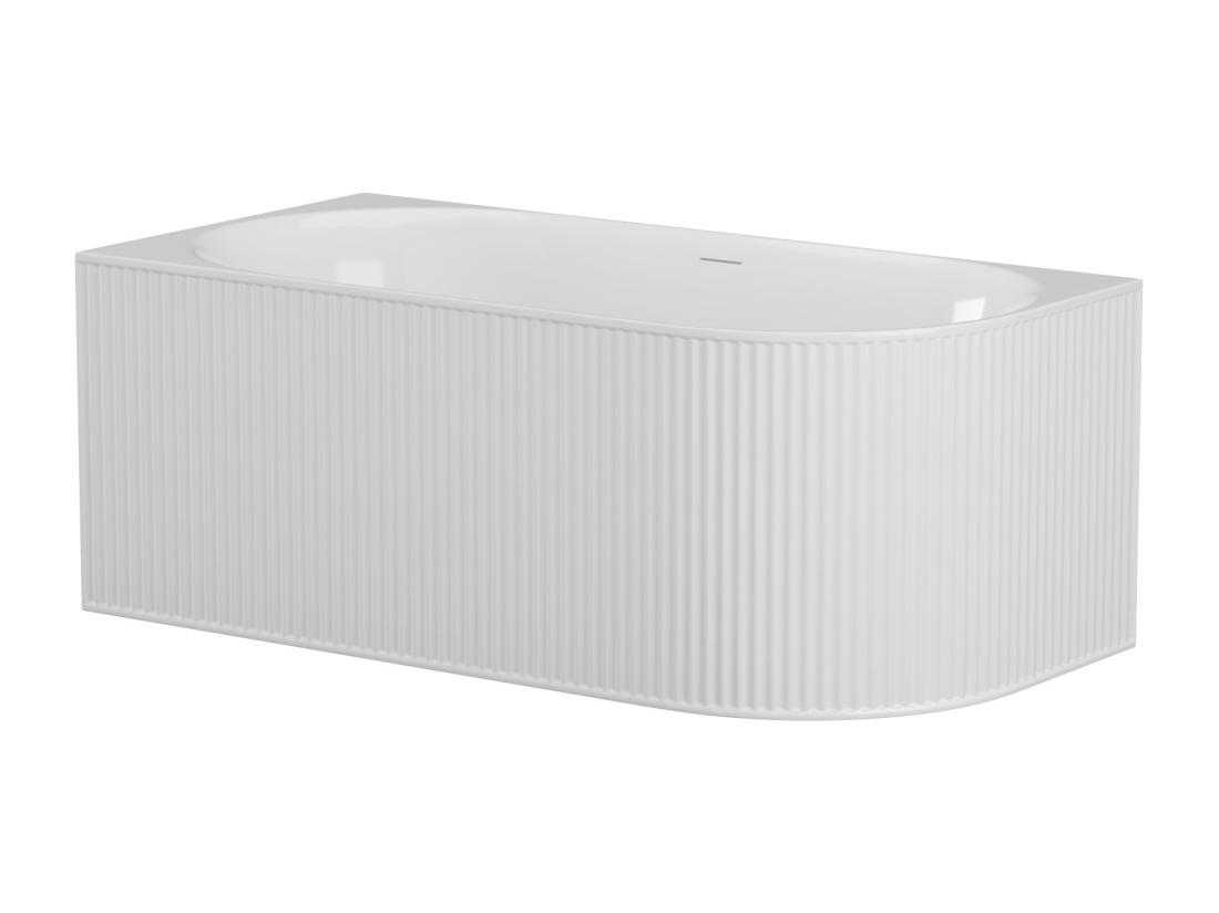 Vente Unique Baignoire D'angle Striée - 215L - 150 X 75 X 58 Cm - Blanc Mat - Acrylique - Angle Gauche - BARBORI