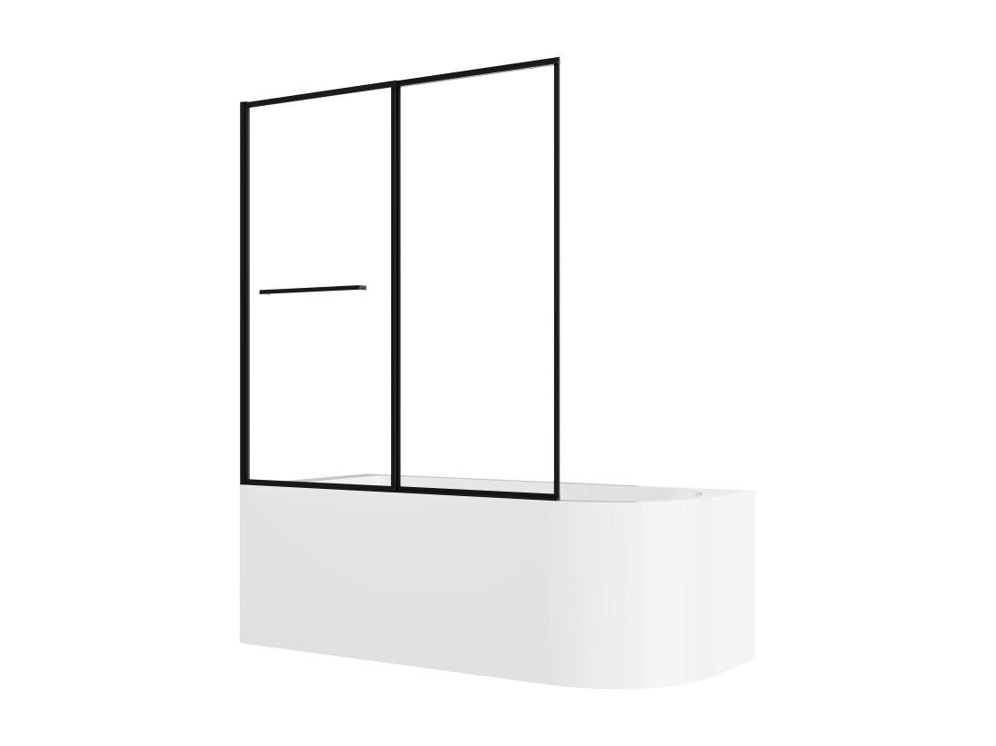 Vente Unique Baignoire Douche Blanche Avec Pare Baignoire Coulissant - 240 L - Angle Gauche - ANIKA