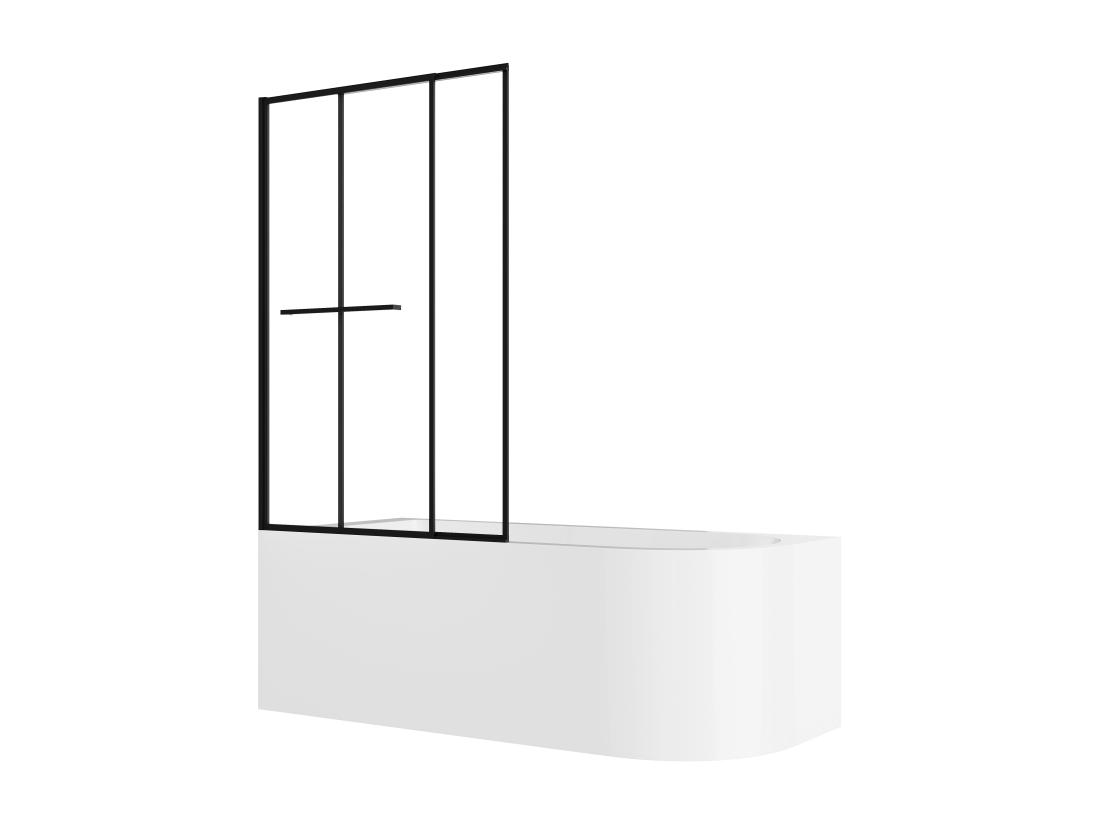 Vente Unique Baignoire Douche Blanche Avec Pare Baignoire Coulissant - 240 L - Angle Gauche - ANIKA