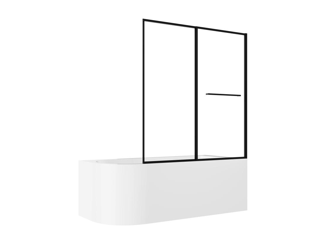 Vente Unique Baignoire Douche Blanche Avec Pare Baignoire Coulissant - 240 L - Angle Droit - ANIKA