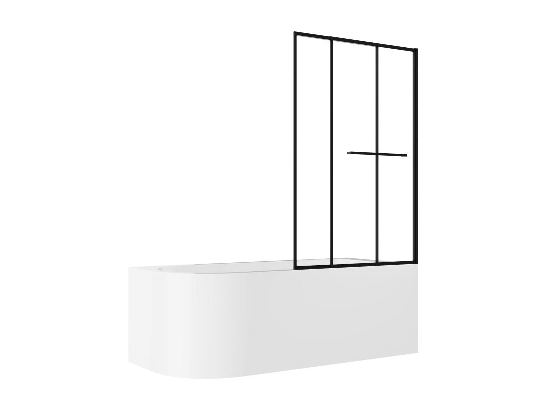 Vente Unique Baignoire Douche Blanche Avec Pare Baignoire Coulissant - 240 L - Angle Droit - ANIKA