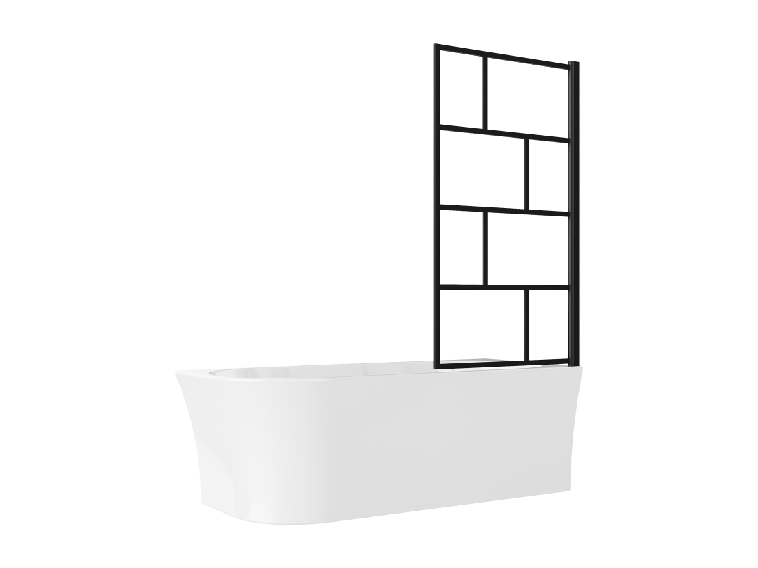 Vente Unique Baignoire Douche Blanche Avec Pare Baignoire Pivotant - 201 L - Angle Droit - PONTICOLA