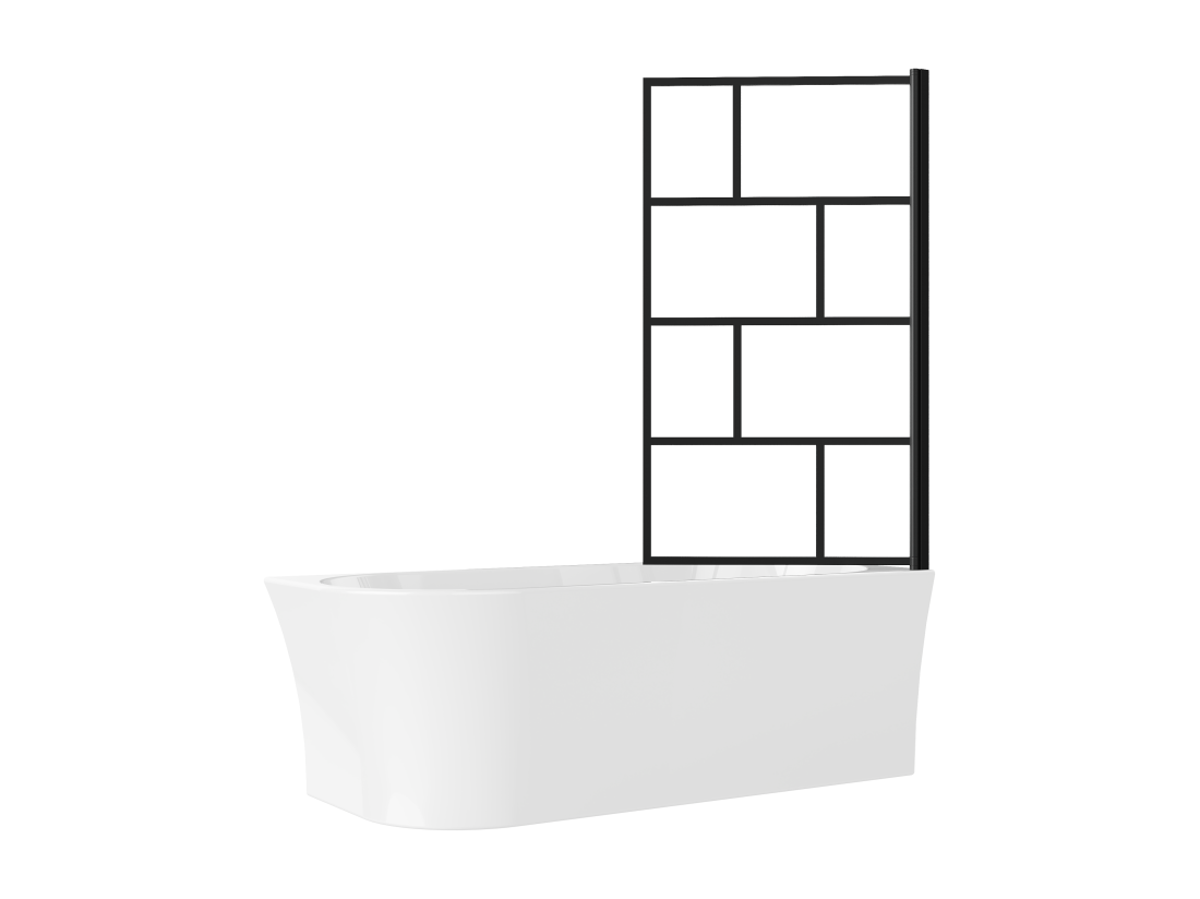 Vente Unique Baignoire Douche Blanche Avec Pare Baignoire Pivotant - 201 L - Angle Droit - PONTICOLA