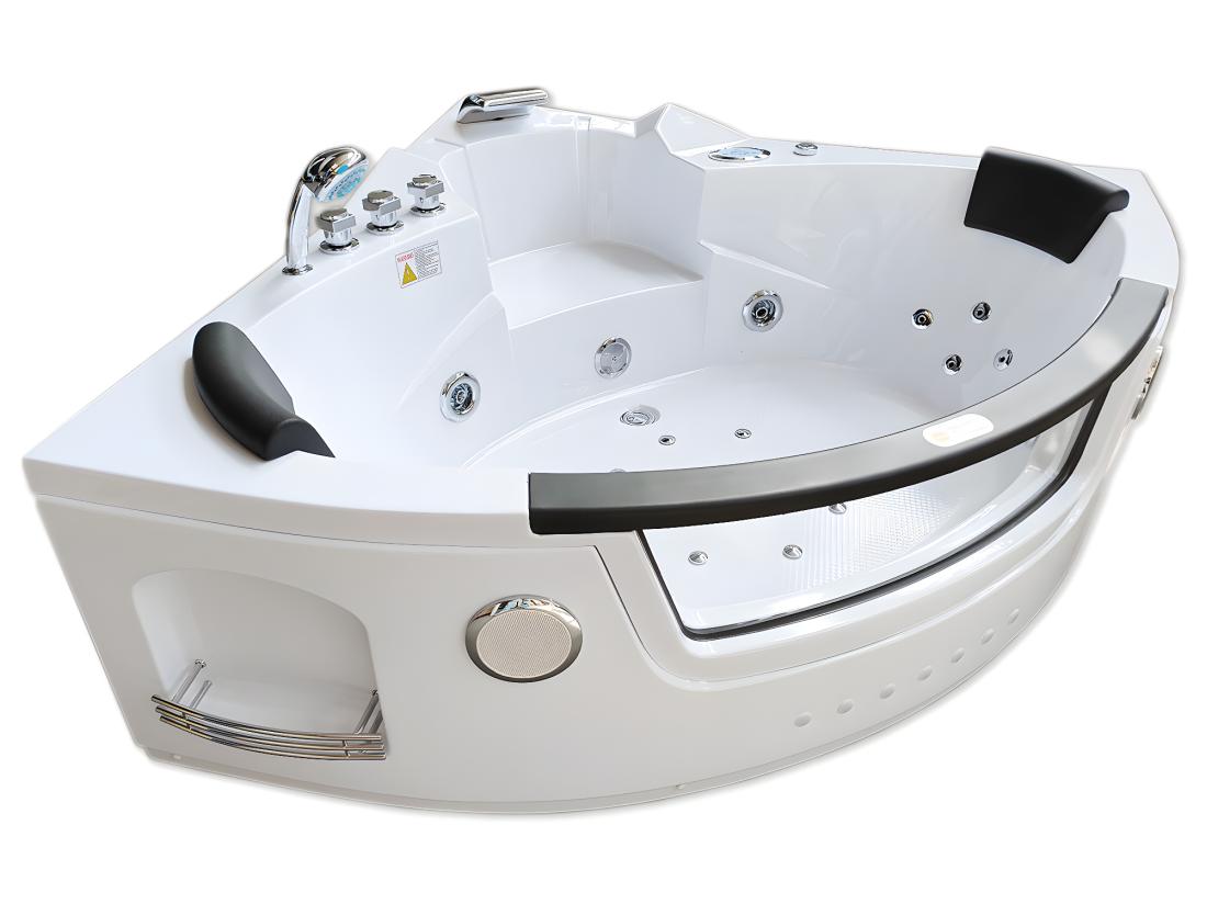 Vente Unique Baignoire Hydromassage Chromotherapie 140 X 140 Cm Double Pompe 20 Jets – Camelia