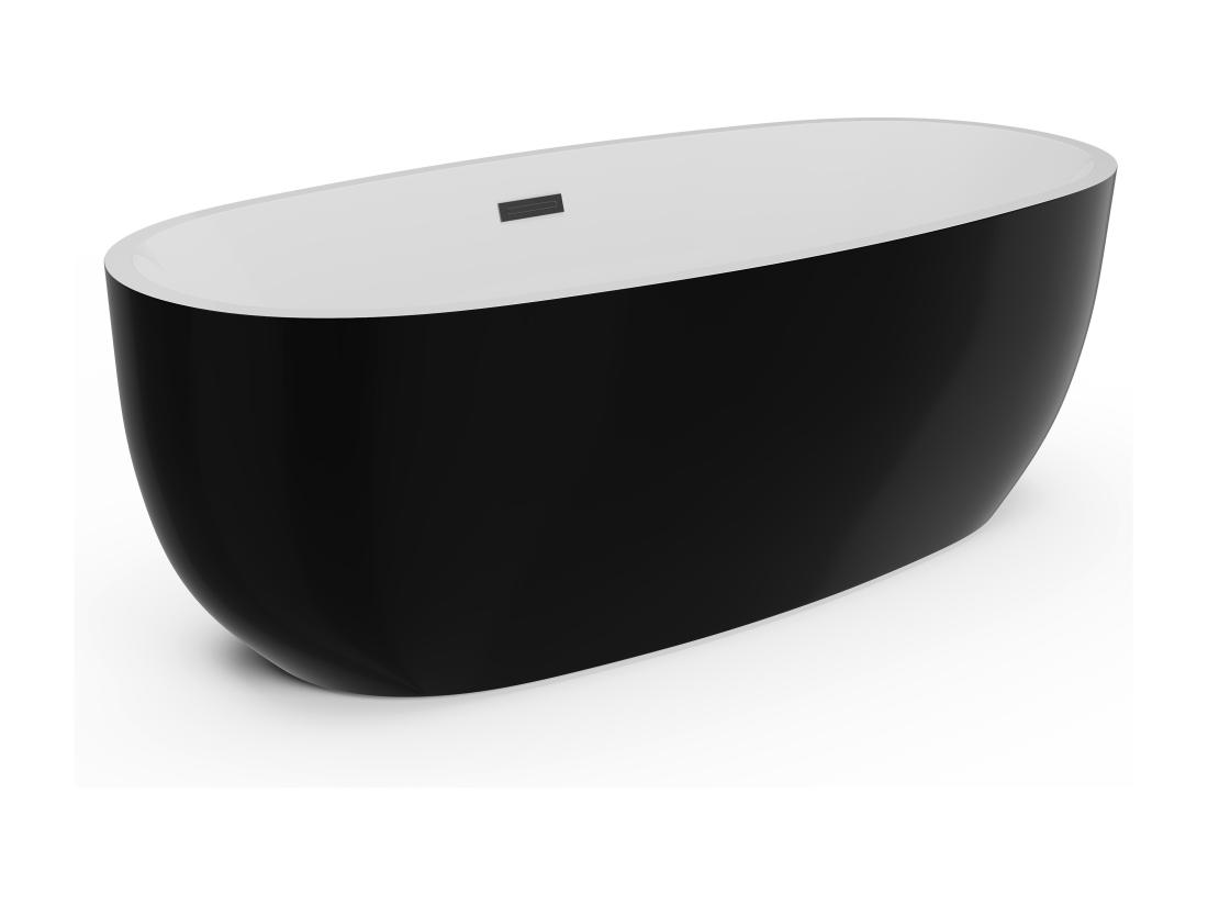 Vente Unique Baignoire îlot - 238L - 170 X 80 X 58 Cm - Noire - Acrylique - NICA