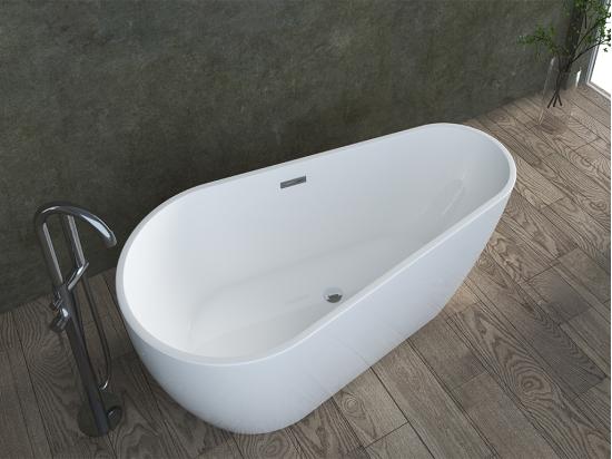 Vente Unique Baignoire îlot Asymétrique - 240 L - 160 X 80 X 59 Cm - Blanche - Acrylique - LEPINE