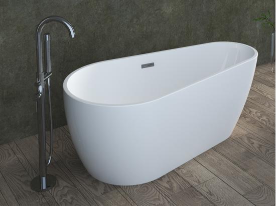 Vente Unique Baignoire îlot Asymétrique - 240 L - 160 X 80 X 59 Cm - Blanche - Acrylique - LEPINE