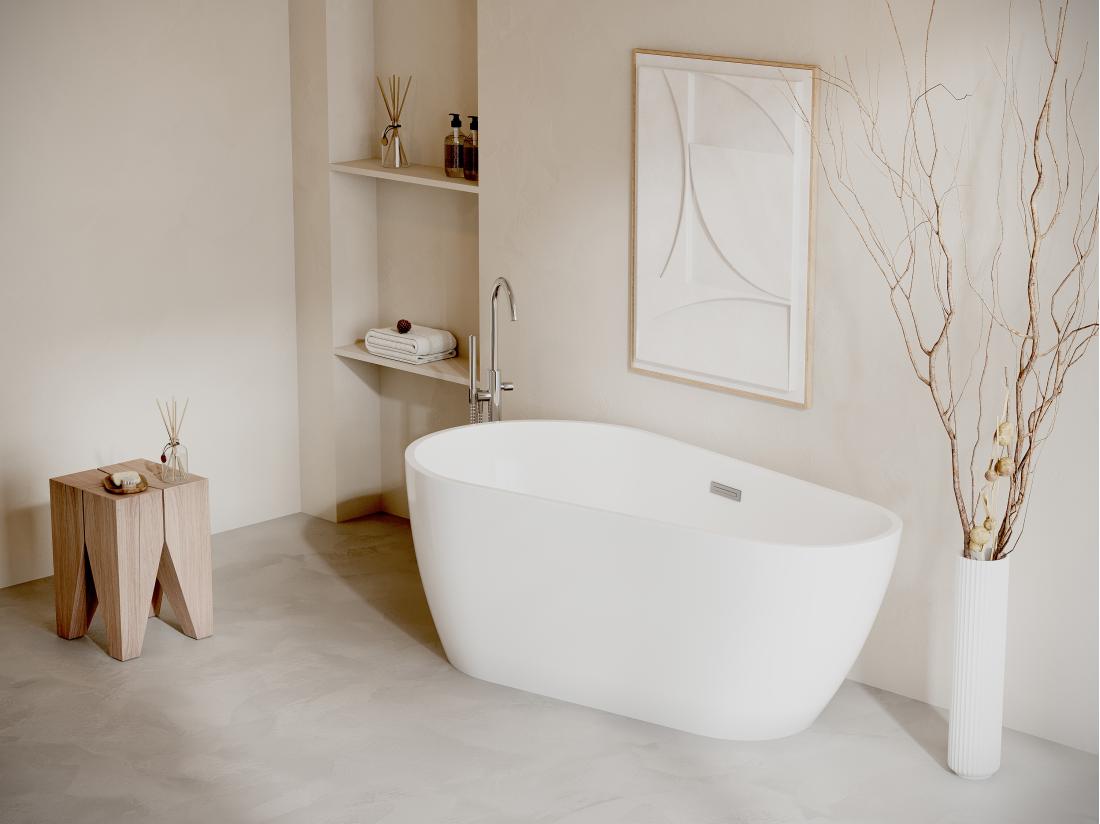 vente unique Baignoire îlot asymétrique - 240 L - 160 x 80 x 59 cm - Blanche - Acrylique - LEPINE