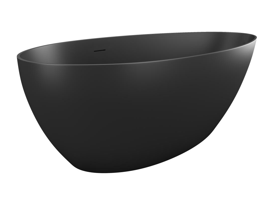 Vente Unique Baignoire îlot Asymétrique - 245 L - 160 X 82 X 58 Cm - Noir Mat - Acrylique - APULIA