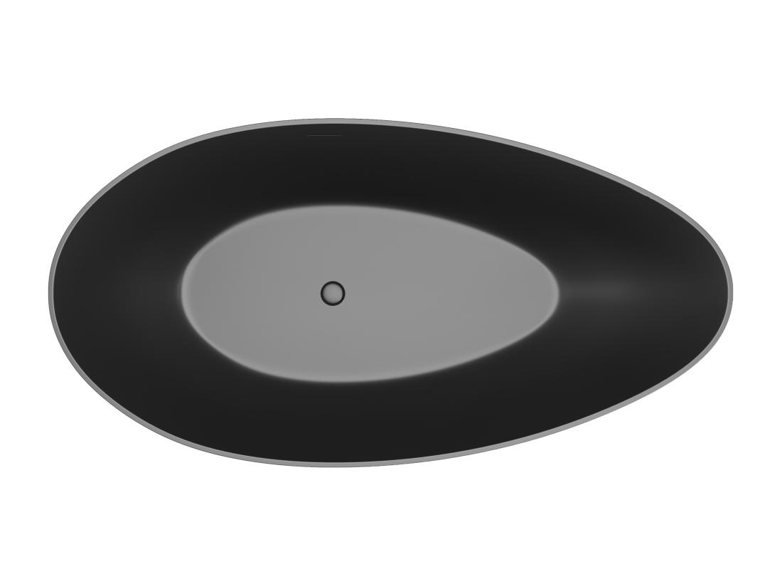 Vente Unique Baignoire îlot Asymétrique - 245 L - 160 X 82 X 58 Cm - Noir Mat - Acrylique - APULIA