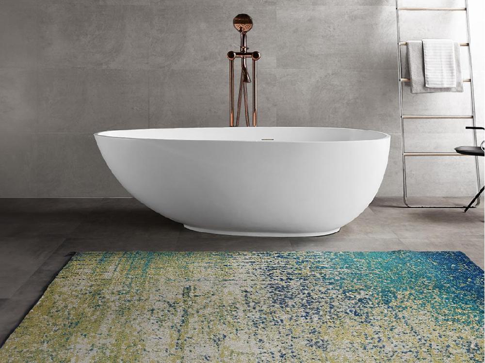vente unique Baignoire îlot asymétrique en solid surface - 268 L - 172 x 83 x 53 cm - Blanche - FENICE