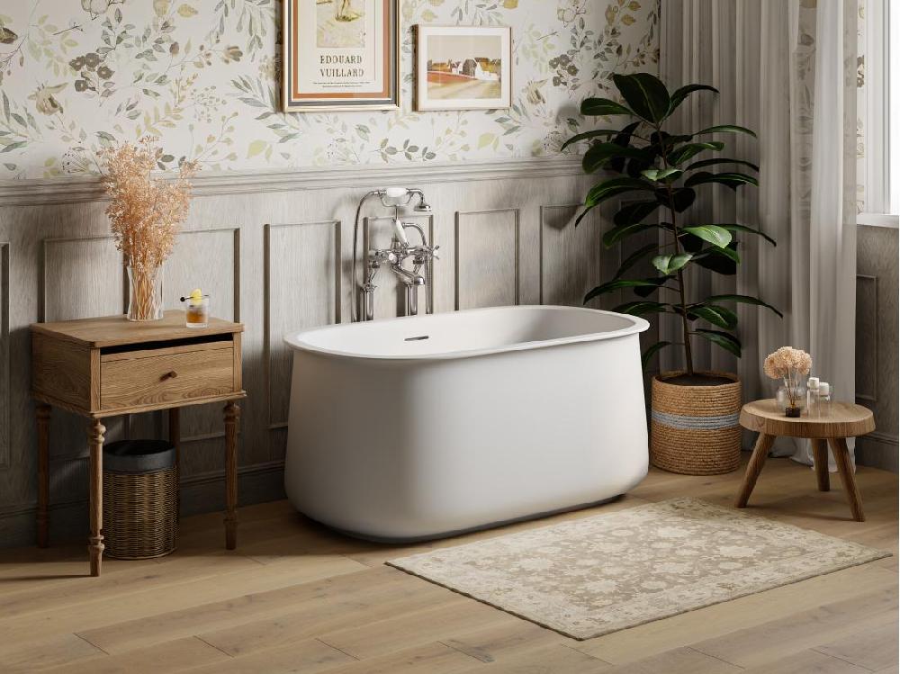 vente unique Baignoire îlot blanche mate - 130 x 74 x 60 cm - 195 L - CALDRIA