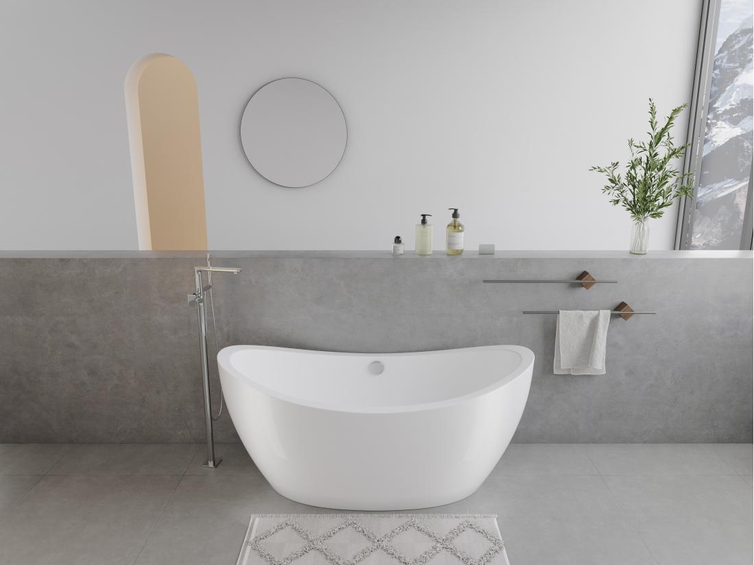 vente unique Baignoire îlot design blanche - 225L - 170 x 83 x 77cm - ALDA