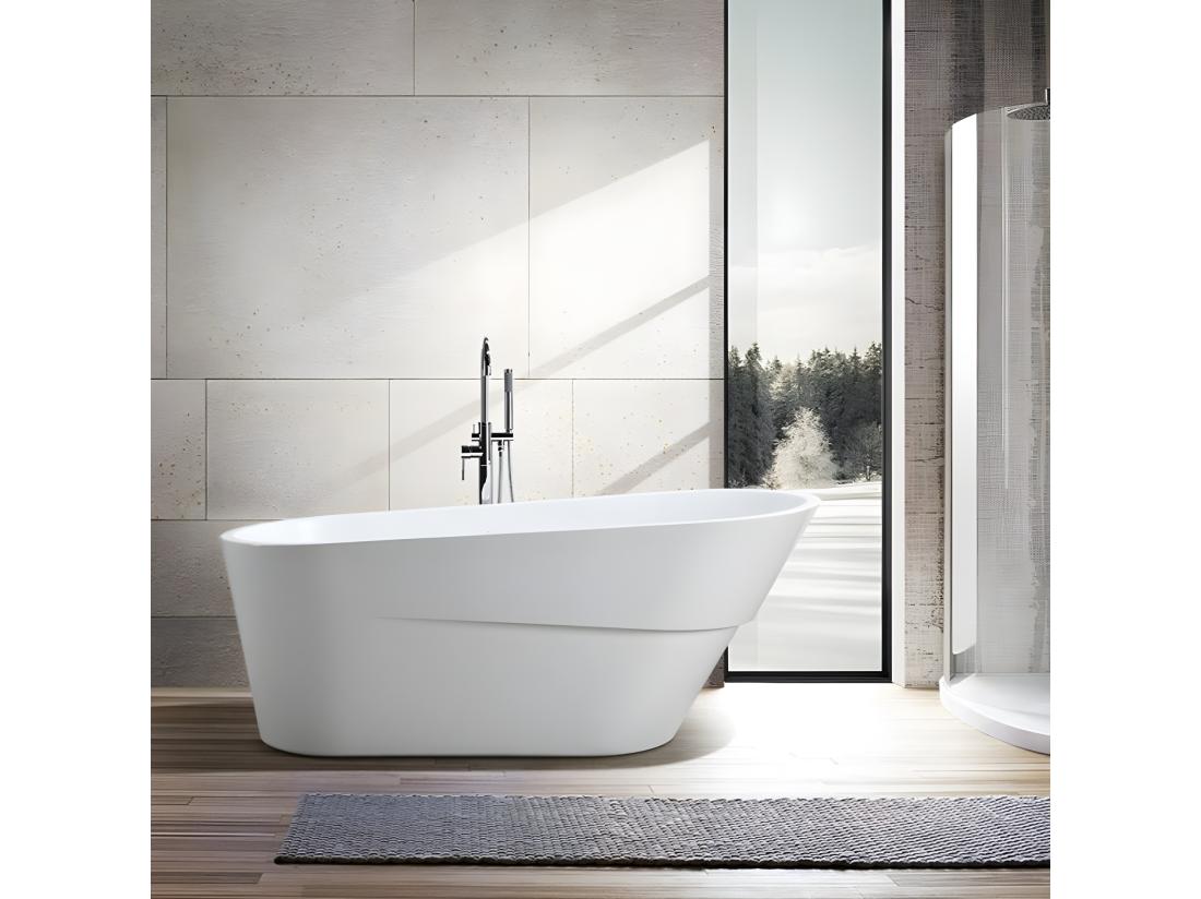 Vente Unique Baignoire îlot Design Ovale ATLANTA Blanche 170 Cm