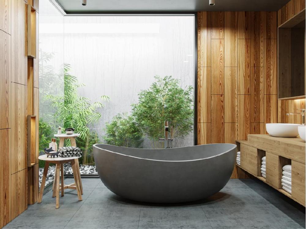 Vente Unique Baignoire îlot En Béton - 400L - 160 X 100 X 59 4 Cm - IVANOVO