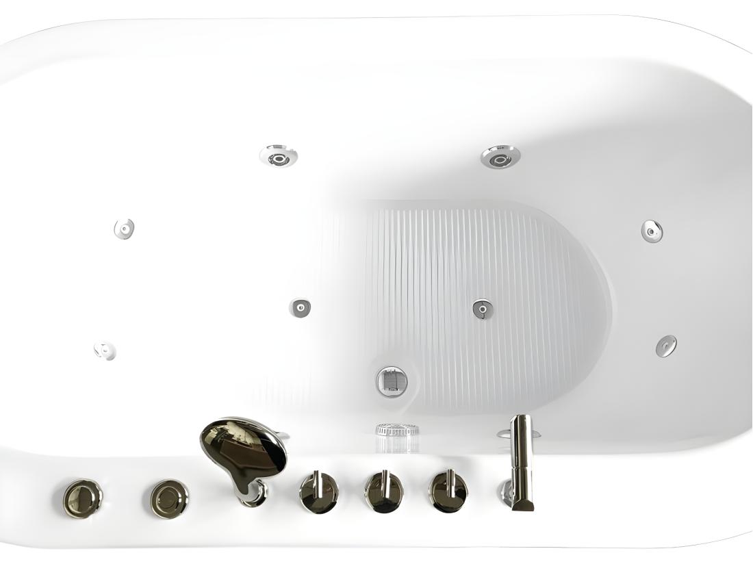 Vente Unique Baignoire Ilôt Hydromassage Ovale Blanche 185 X 95cm 10 Jets – Perlie