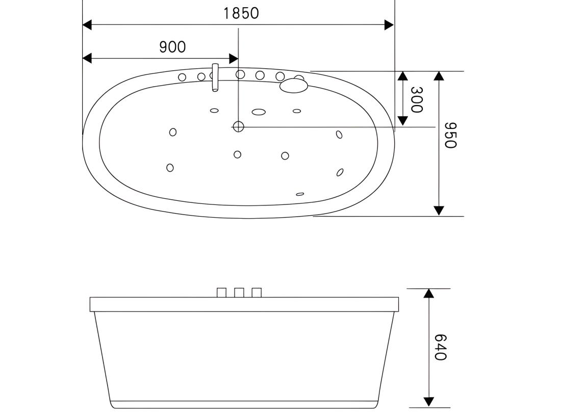 Vente Unique Baignoire Ilôt Hydromassage Ovale Blanche 185 X 95cm 10 Jets – Perlie