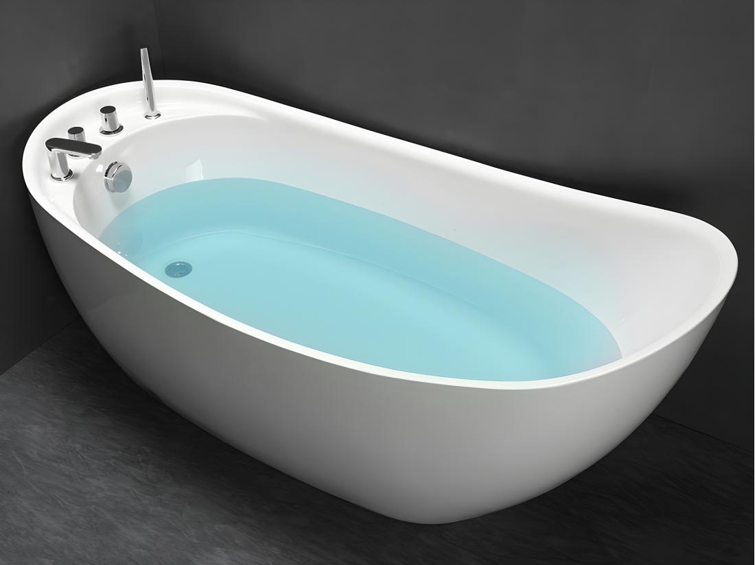 Vente Unique Baignoire îlot NATALIA Avec Robinetterie - 220L - L150 X P75 X H70cm - Blanche