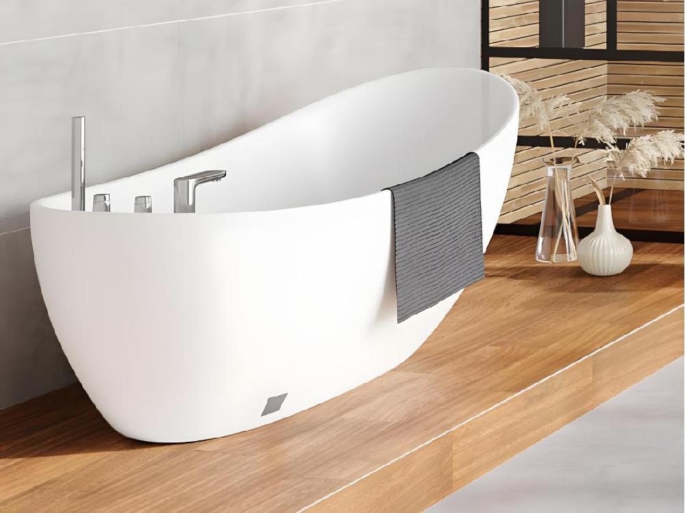 vente unique Baignoire îlot NATALIA avec robinetterie - 220L - L150 x P75 x H70cm - Blanche