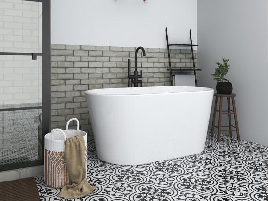 Vente Unique Baignoire îlot Ovale - 180 L - L130 X H58 X P71 Cm - Blanche - Acrylique - APOGON