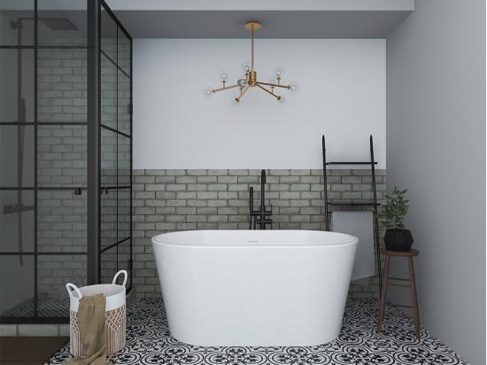 vente unique Baignoire îlot ovale - 180 L - L130 x H58 x P71 cm - Blanche - Acrylique - APOGON