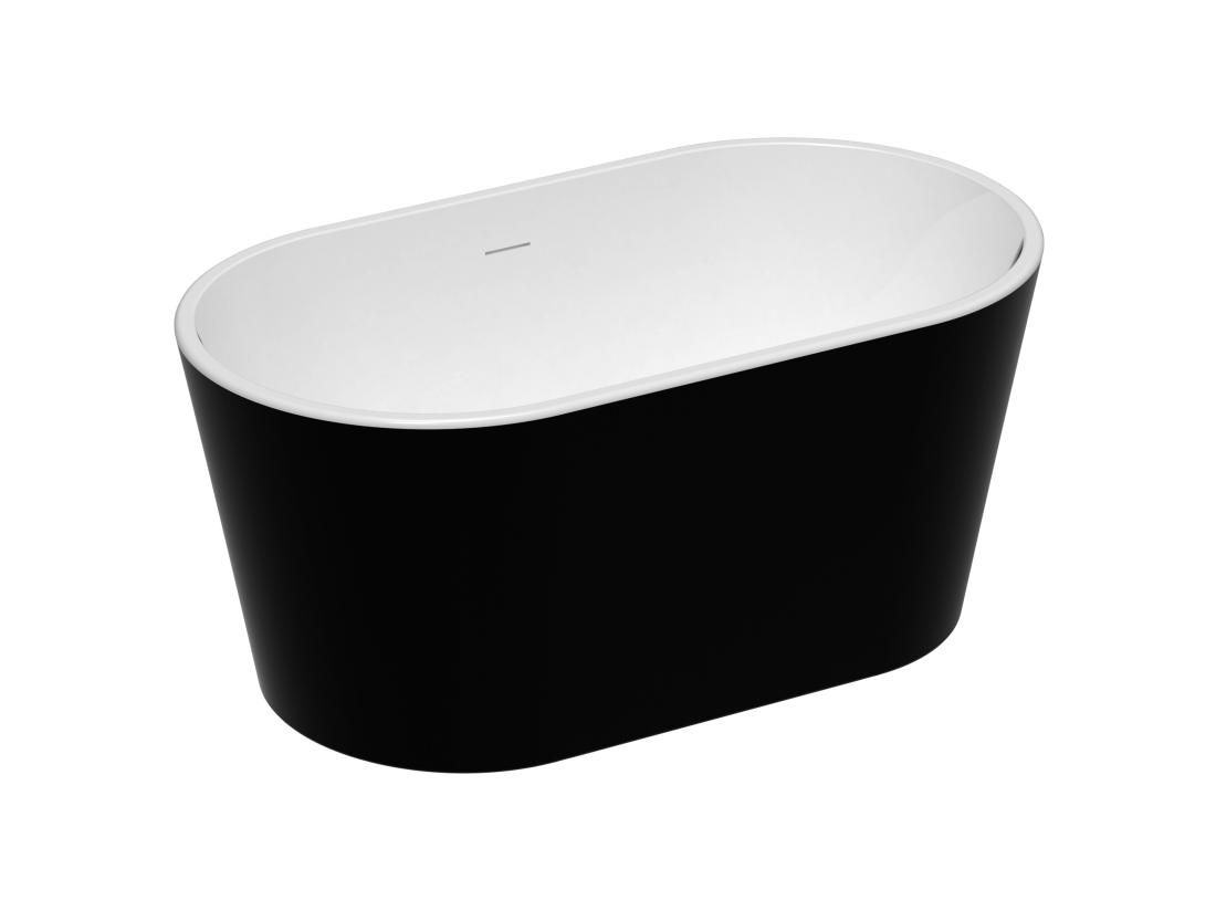Vente Unique Baignoire îlot Ovale - 180L - 130 X 71 X 58 Cm - Noire - Acrylique - APOGON
