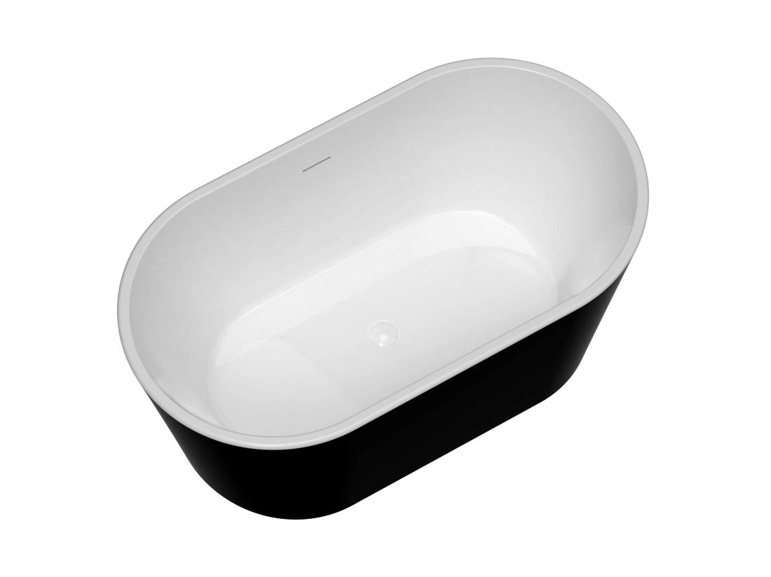 Vente Unique Baignoire îlot Ovale - 180L - 130 X 71 X 58 Cm - Noire - Acrylique - APOGON