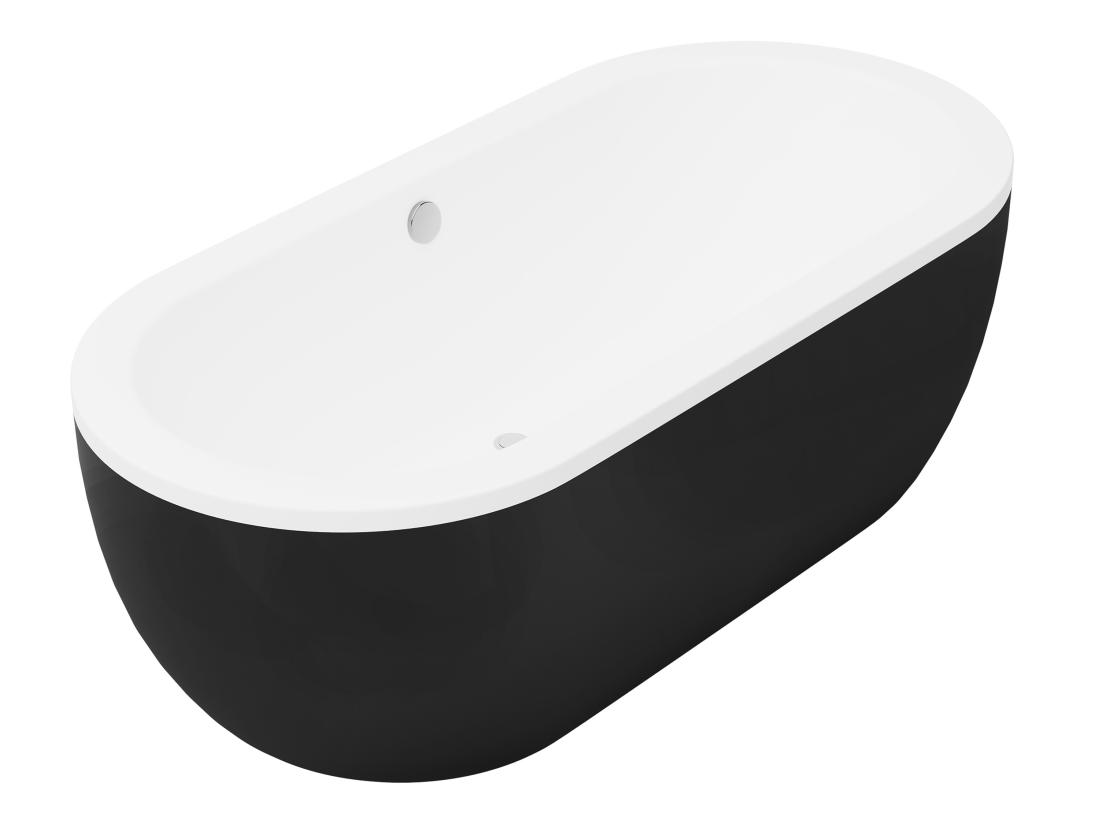 Vente Unique Baignoire îlot Ovale - 200 L - 170 X 80 X 58 Cm - Noir Mat - Acrylique - NEPTUNA