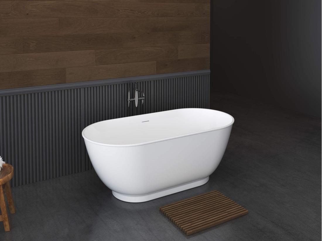 Vente Unique Baignoire îlot Ovale - 210L - 150 X 74 X 57 Cm - Blanc Brillant - Acrylique - MOBULA