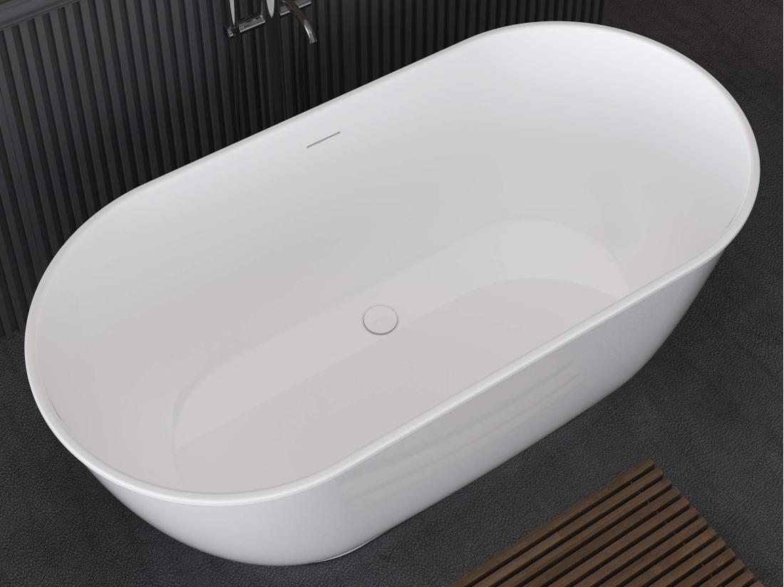Vente Unique Baignoire îlot Ovale - 210L - 150 X 74 X 57 Cm - Blanc Brillant - Acrylique - MOBULA
