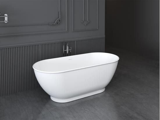 Vente Unique Baignoire îlot Ovale - 240 L - 170 X 75 X 60 Cm - Blanc Brillant - Acrylique - MOBULA