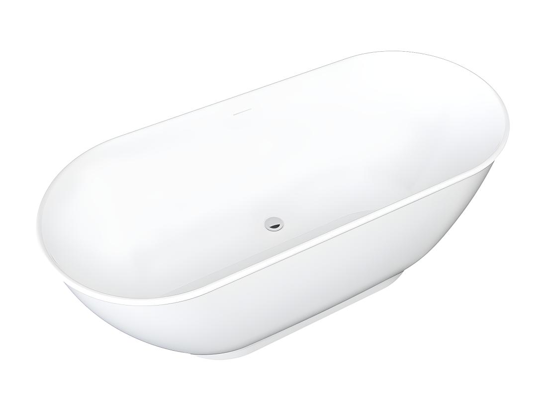 Vente Unique Baignoire îlot Ovale - 240 L - 170 X 75 X 60 Cm - Blanc Brillant - Acrylique - MOBULA