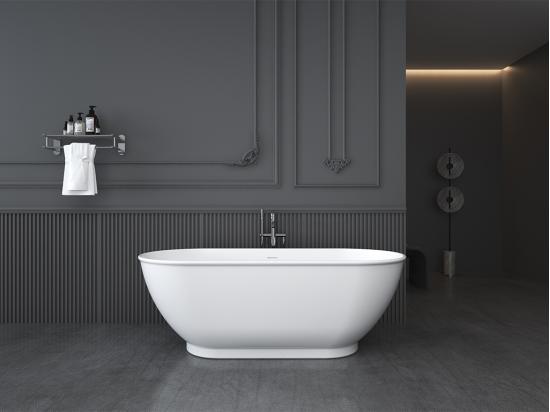 vente unique Baignoire îlot ovale - 240 L - 170 x 75 x 60 cm - Blanc brillant - Acrylique - MOBULA