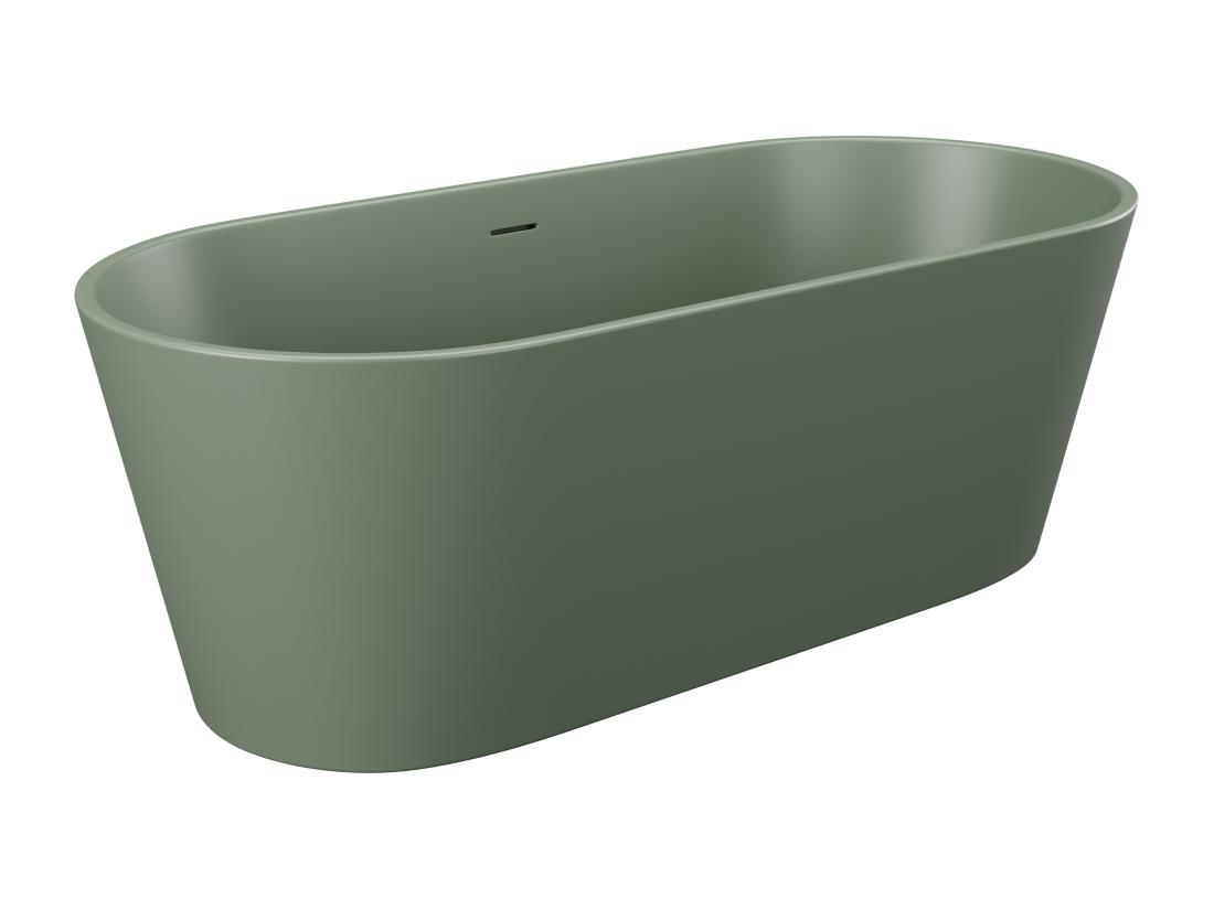 Vente Unique Baignoire îlot Ovale - 255L - 159 X 74 X 56 Cm - Kaki Mat - Acrylique - LUZECA