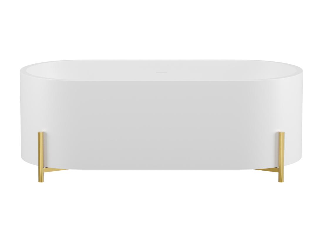 Vente Unique Baignoire îlot Ovale Blanche Avec Pieds Dorés - 160 X 73 5 X 59 Cm - ALONSA